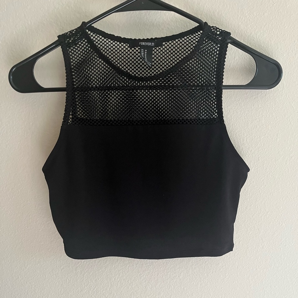 Forever 21 Black Mesh Crop Top